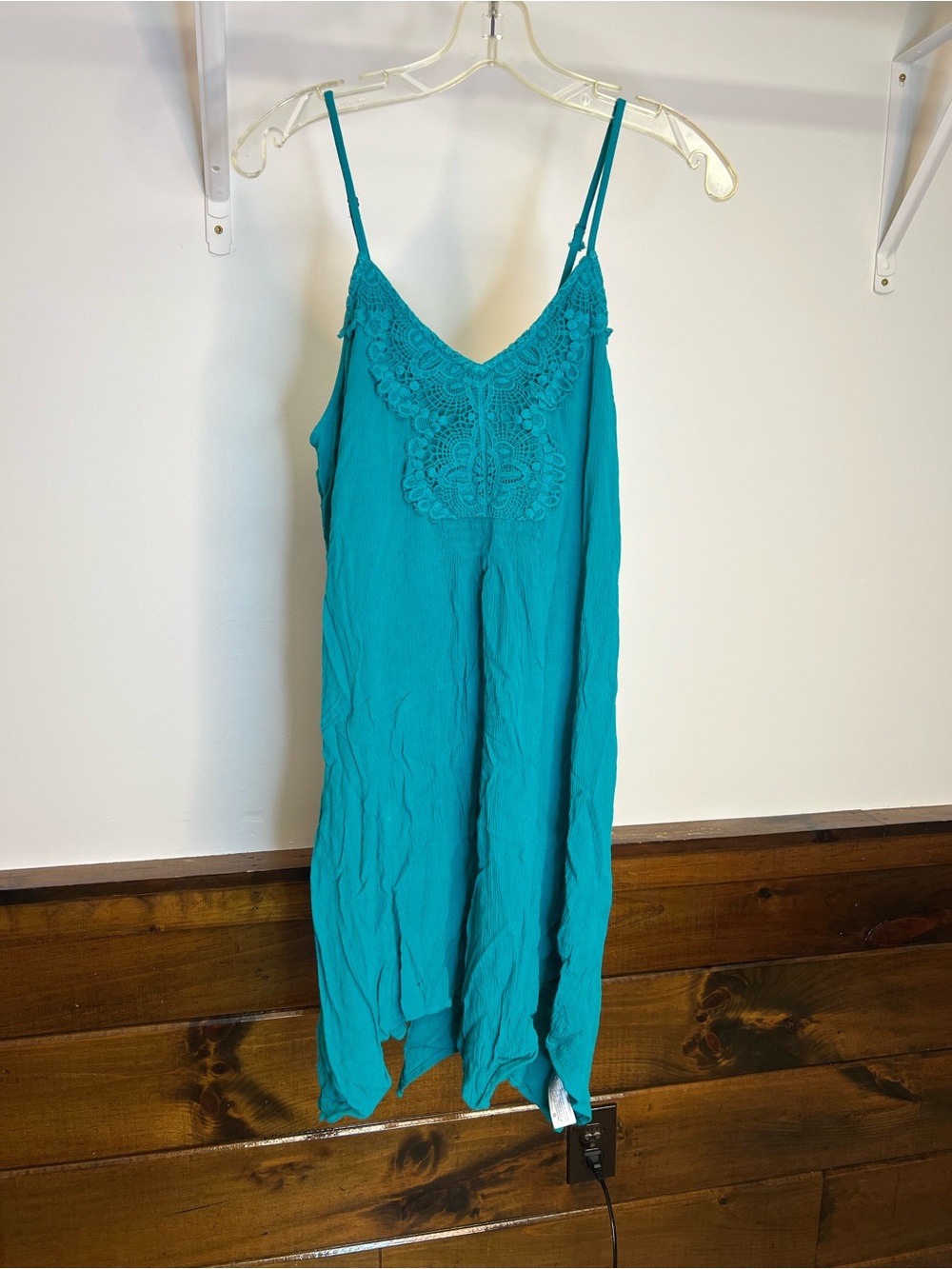 Xhilaration Teal‎ Crochet-Detail Spaghetti Strap Dress- L